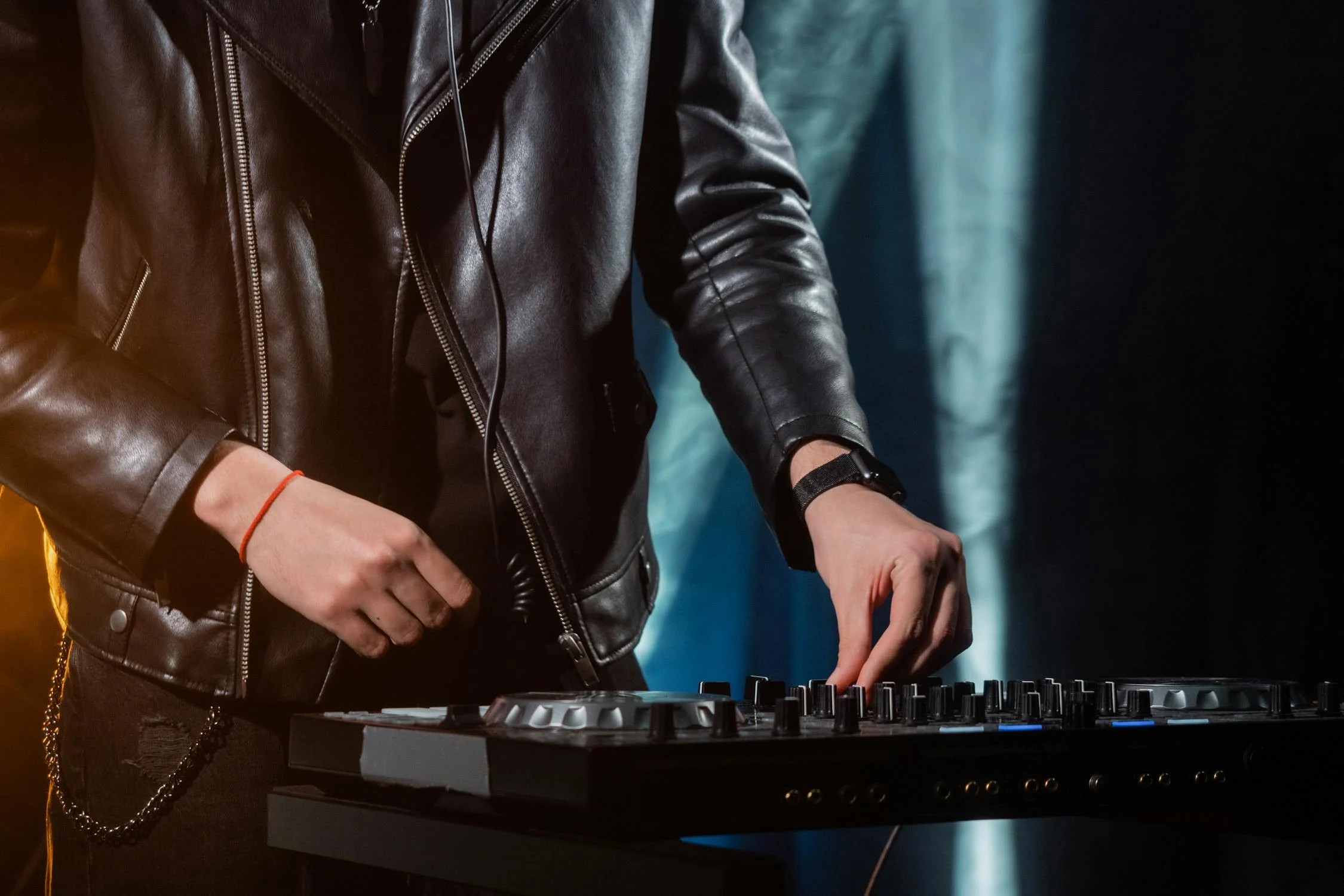 A DJ live mixing