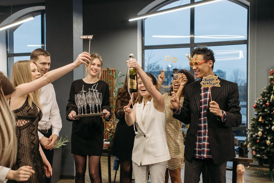 People celebrating at a corporate event